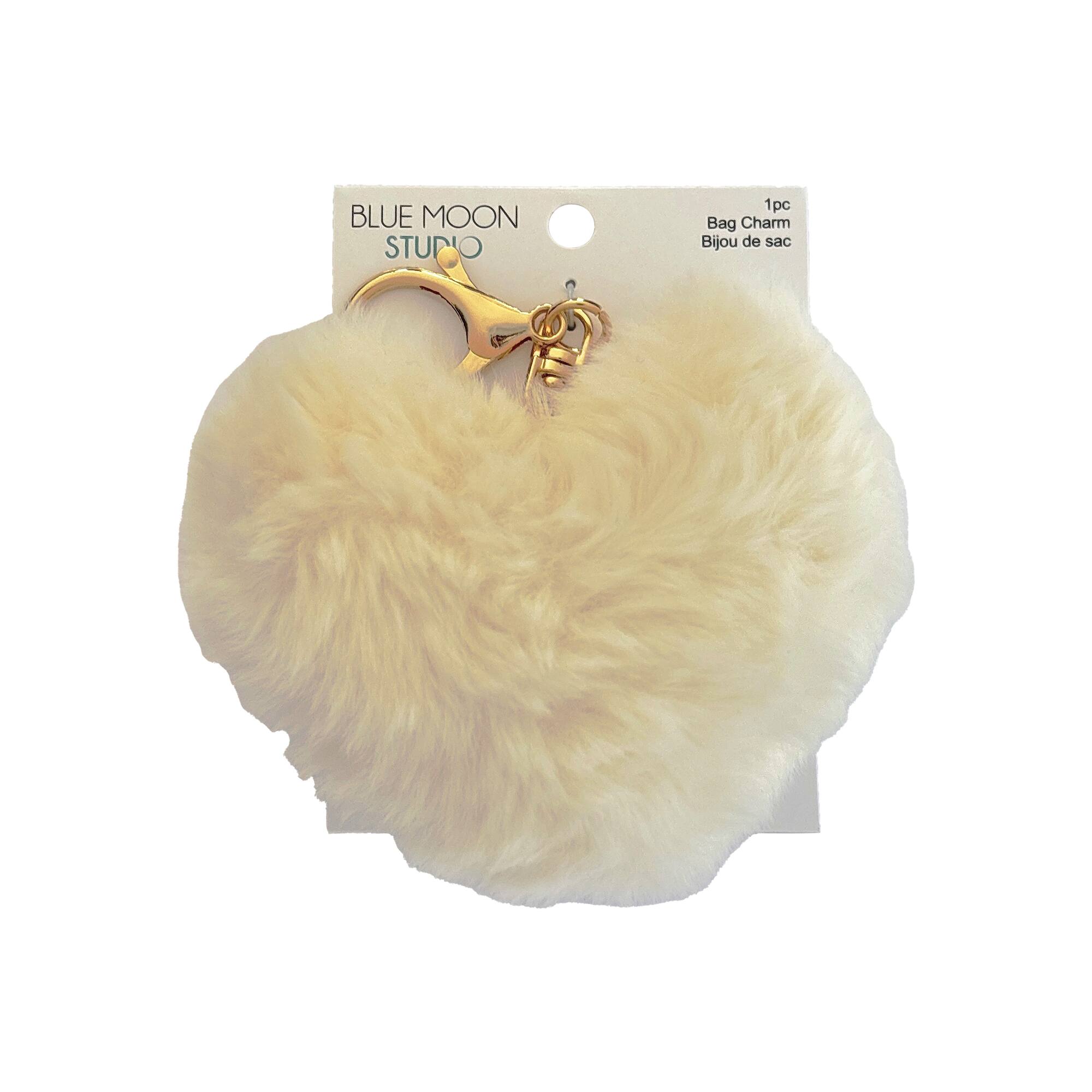 Blue Moon Studio™ Cream Fuzzy Heart Bag Charm